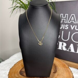Dior Gold Interlocking Logo Pendant Necklace
